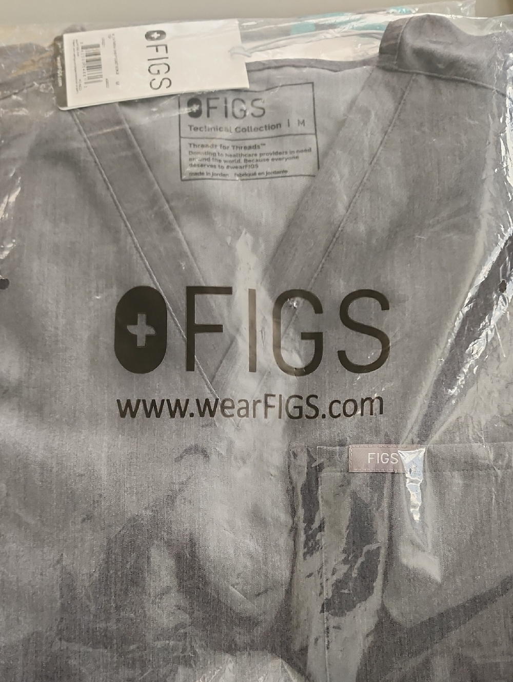 New Scrubs V Neck Top + Wide Leg Pant Set Womens Size Medium Figs Graphite Gray
